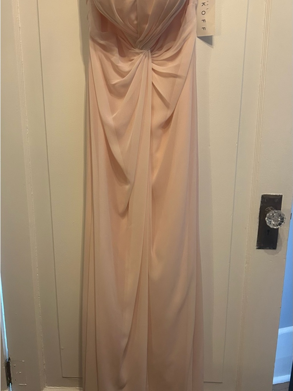 Bill Levkoff Blush Pink Draped Maxi Gown